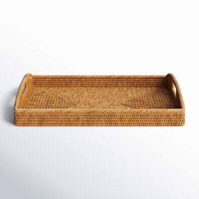 Serving Tray: Oversized Round Braided Woven Rattan with High Sides