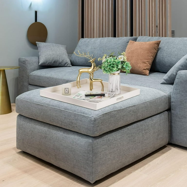 Serving Tray, Oversized Square Shape, Leather-Like Finish