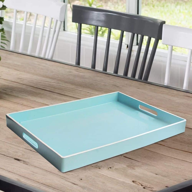 Serving Tray Rectangular Angular Form Cutout Handles Minimalist