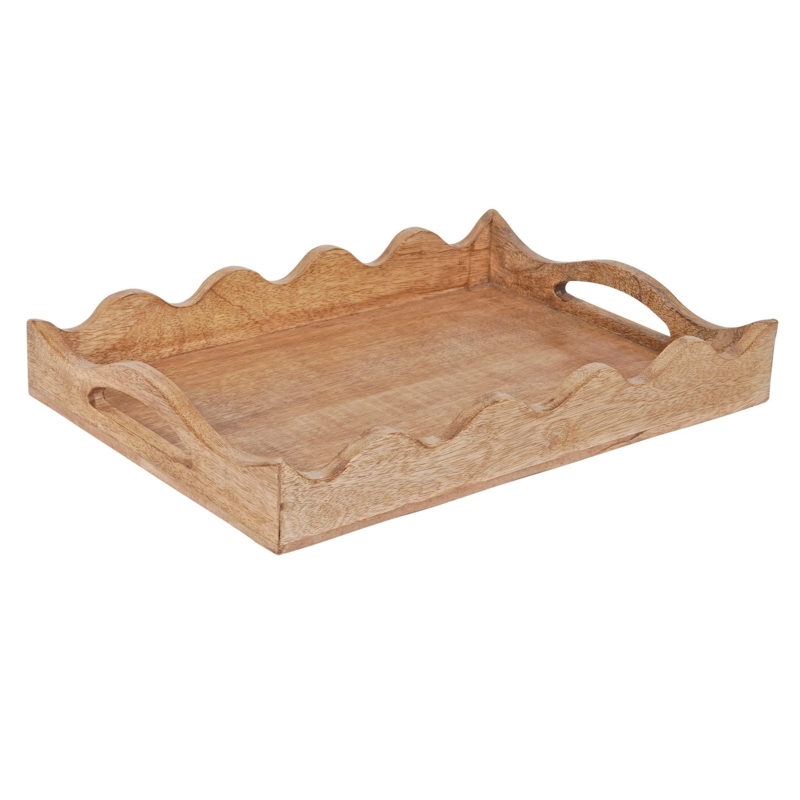 Serving Tray Scalloped Whitewashed Farmhouse Edge