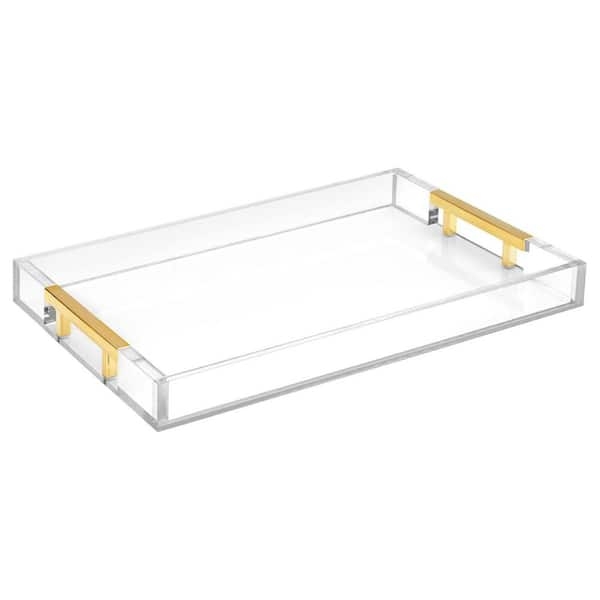 Serving Tray Sleek Rectangular Acrylic Integrated Handles
