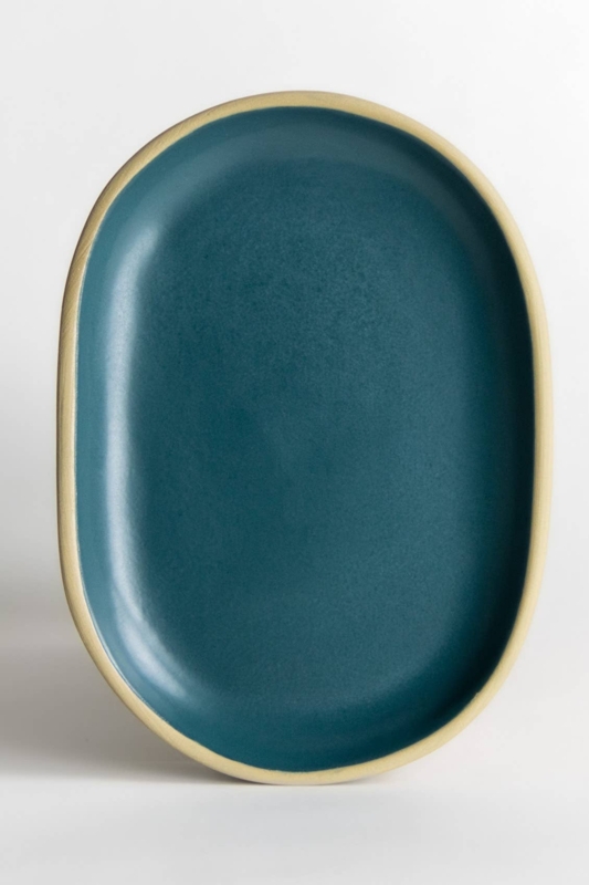 Serving Tray Small Rectangular Ceramic Rounded Corners Glossy Glaze