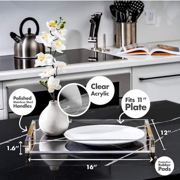 Serving Tray Transparent Acrylic Low Profile Ghost Effect