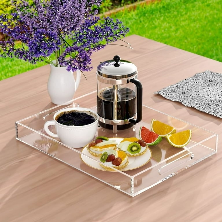 Serving Tray Transparent Acrylic Spill Proof Walls Ottoman Styling