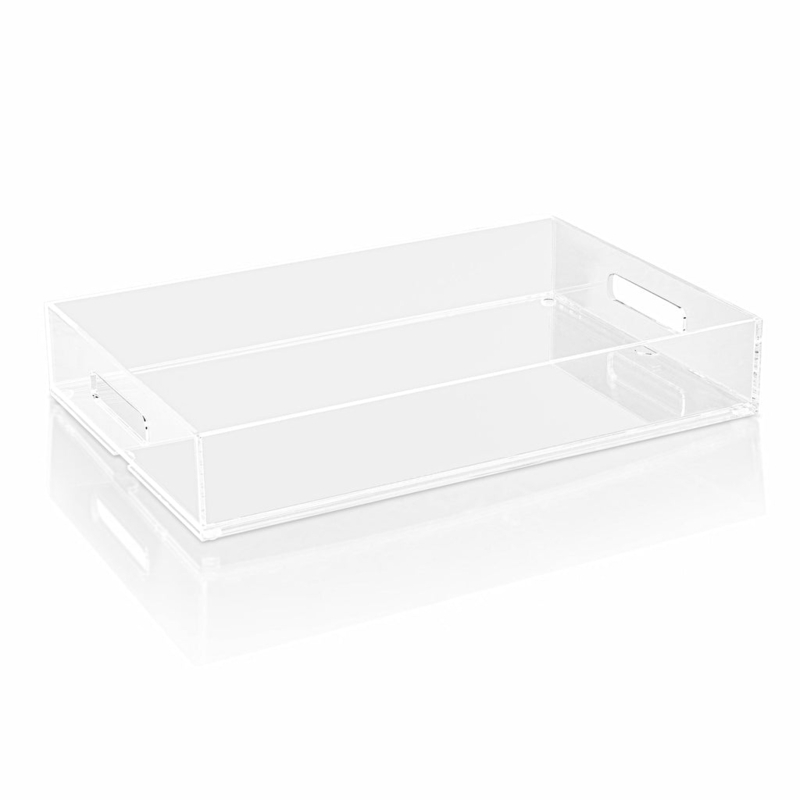 Serving Tray Transparent Lucite Rectangular Stackable Design