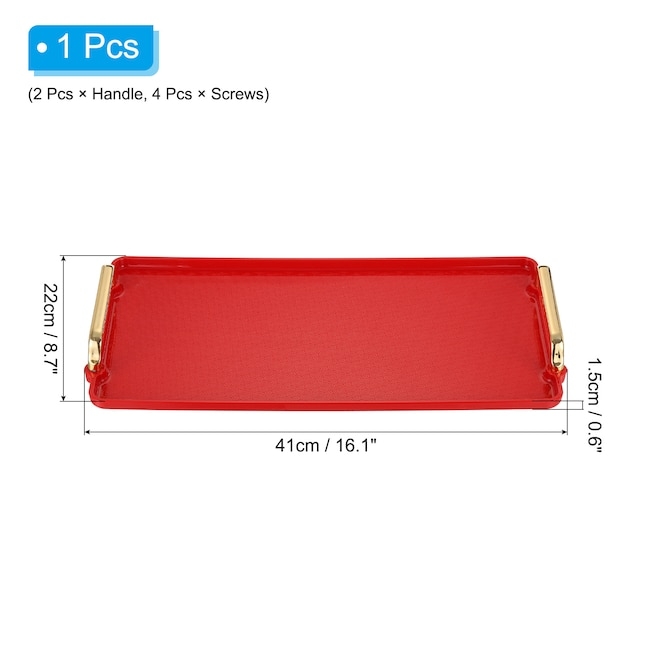 Serving Tray, Vibrant Plastic Platter featuring Integrated Gold Handles