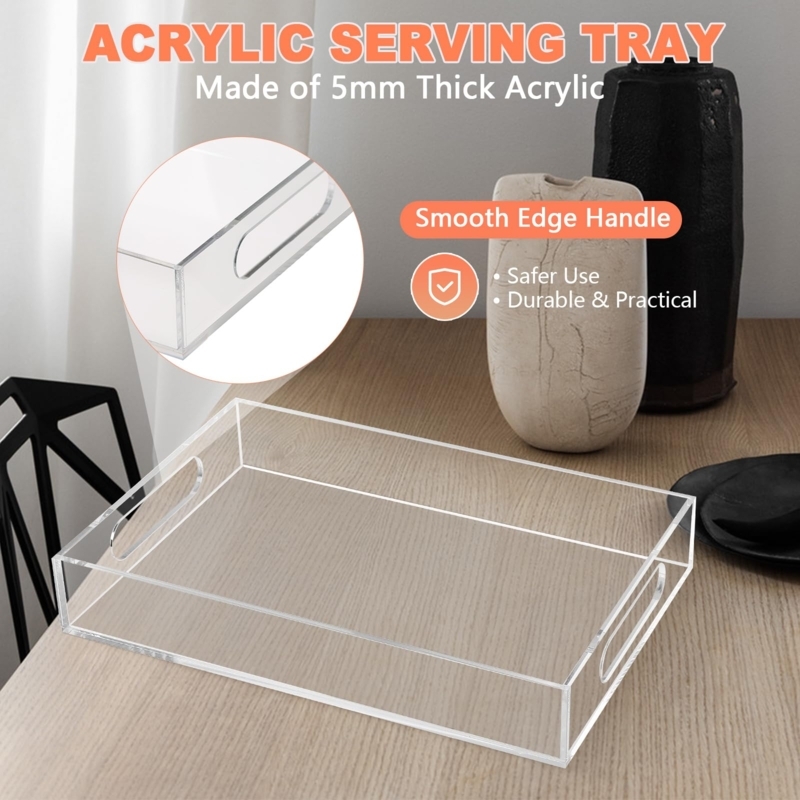Serving Tray with Gold Handles and Transparent Acrylic Design