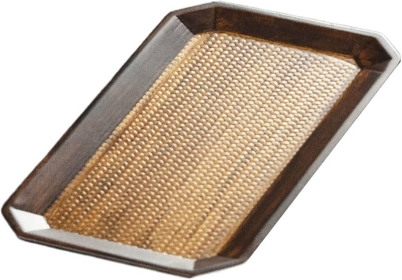 Serving Tray Wood Toned High Contrast Handles Minimalist Zen Styling