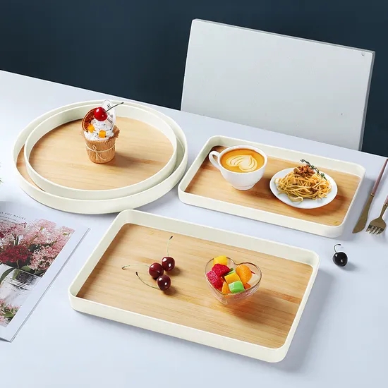 Serving Tray Woven Rattan Sides Gold Metal Handles Rattan Bar Tray