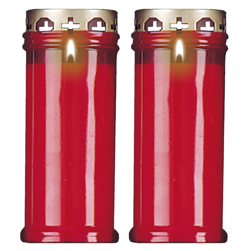 Set of 2 Red Pillar Candles Keepsake Gift with Windproof Cap - 16cm | eBay