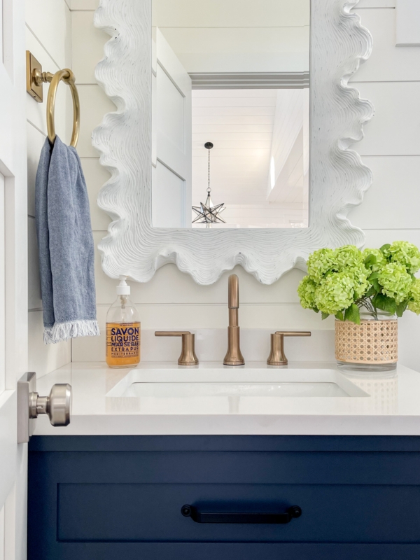 Set of Round Bathroom Mirrors with Gold Frames for Double Vanity