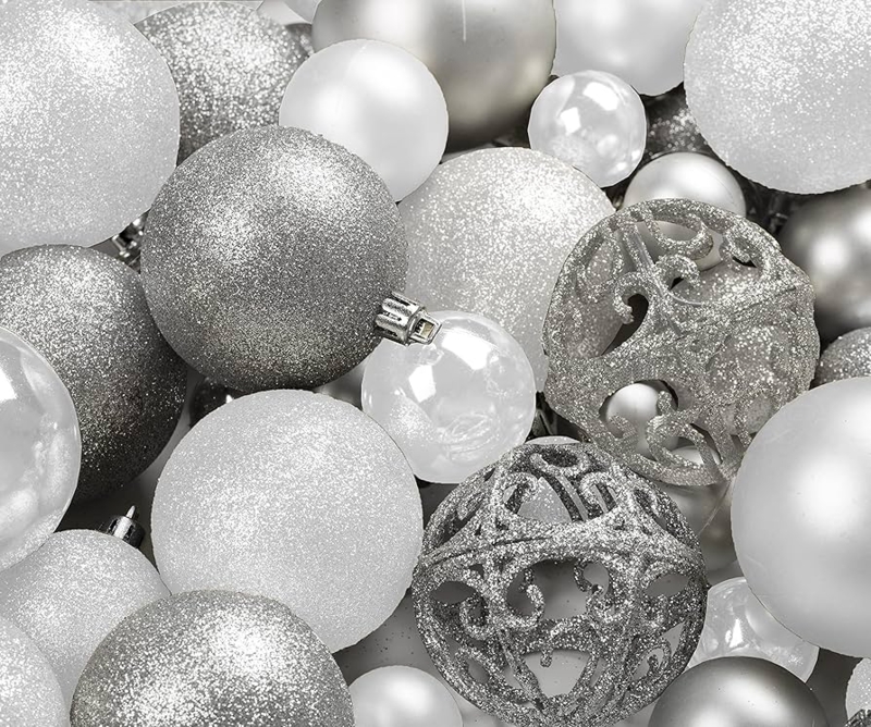 Shatterproof Christmas Ornaments Bulk Set, Varying Sizes