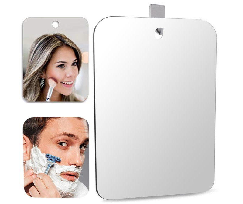 Shower Mirror with Integrated Razor Hook, Functional Shaving Design