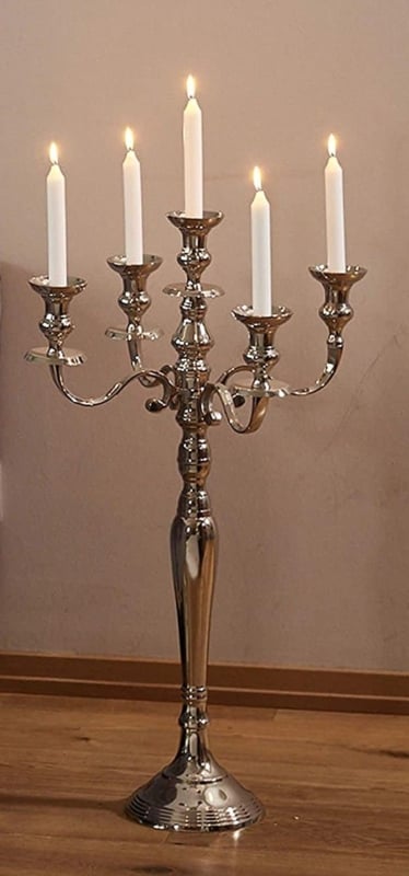 Silver Candelabra Polished Five Light Traditional