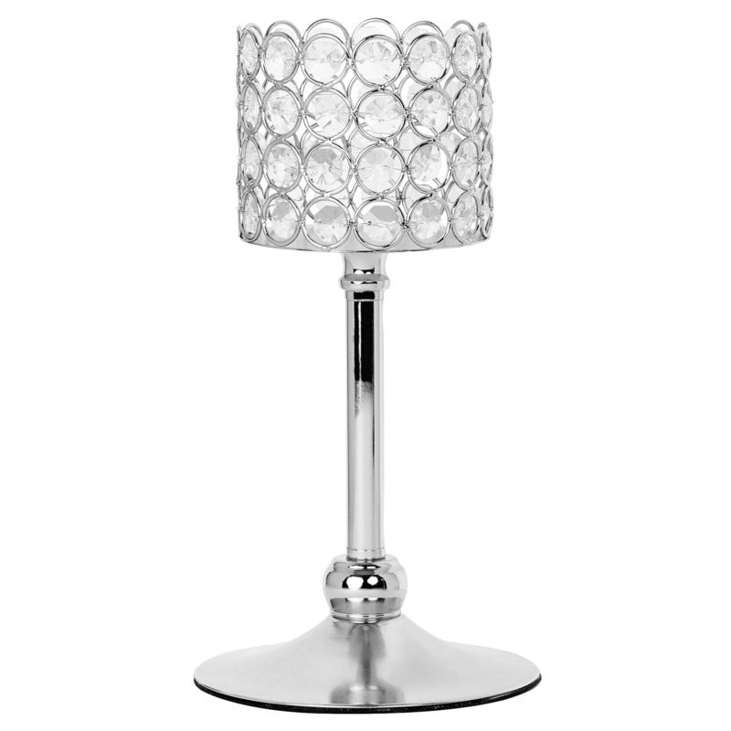 Silver Crystal Candle Holder 10.5" Height
