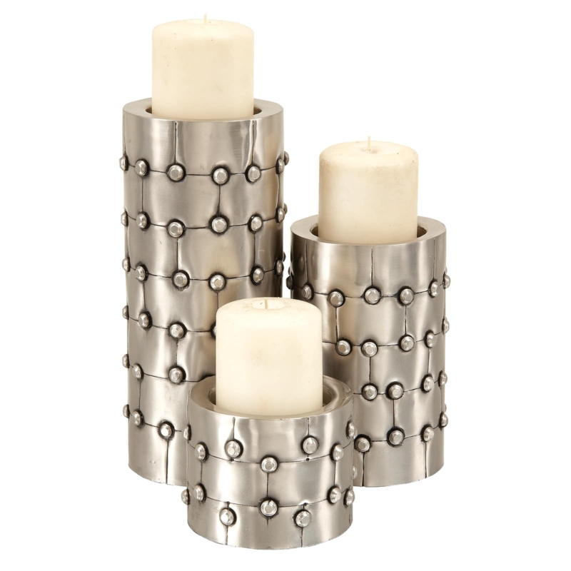 Silver Industrial Wire Candle Holders Spherical Cage Polished