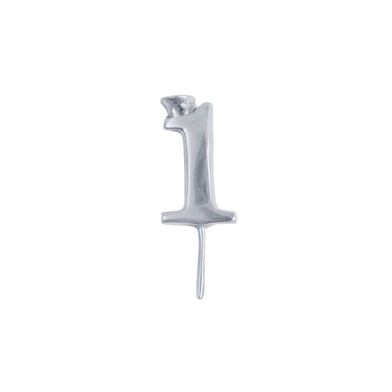 Silver Number One Candle Holder featuring Hand Cast Texture