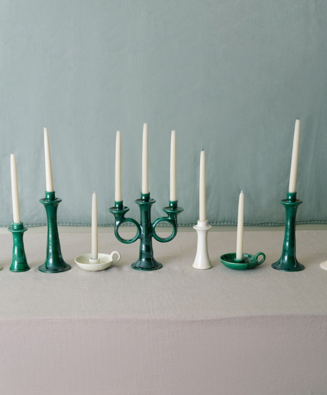 Sinuous Candelabra Sculptural Ceramic Jewel Tones