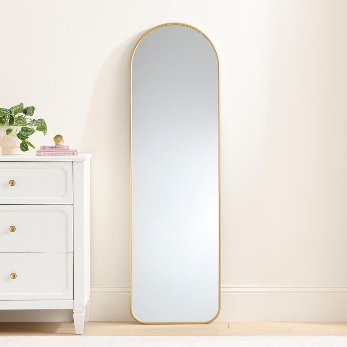 Slender Arched Wall Mirror Rounded Corners Minimalist Bedroom Decor