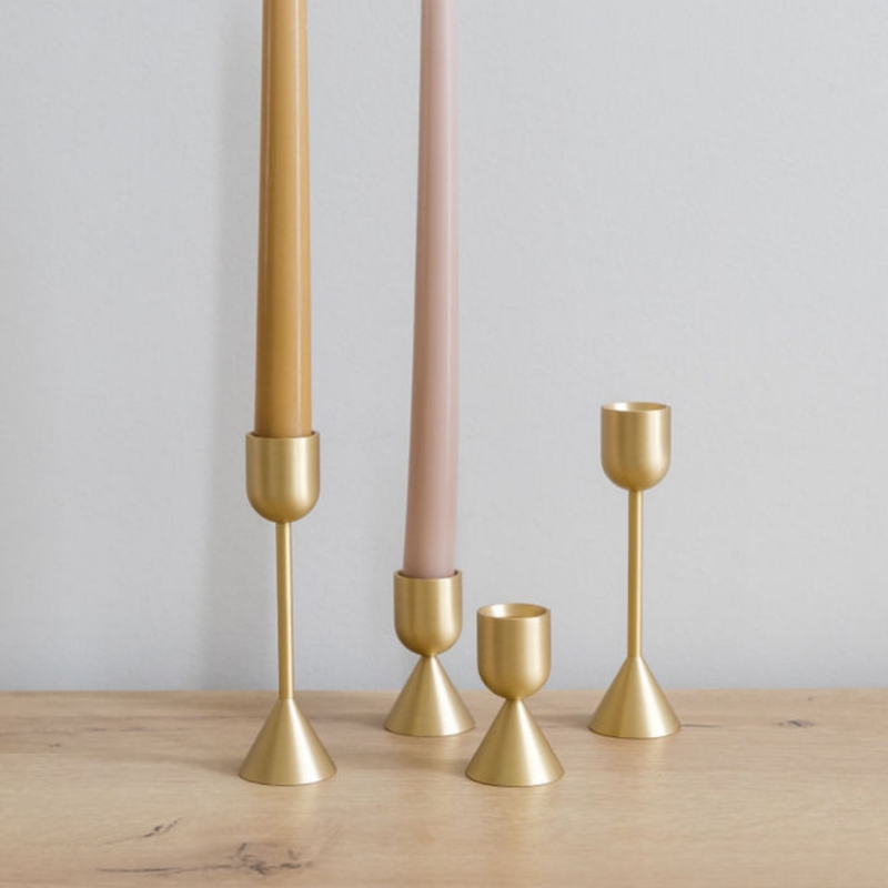 Slender Brass Taper Candlestick, Satin Finish & Minimalist Design
