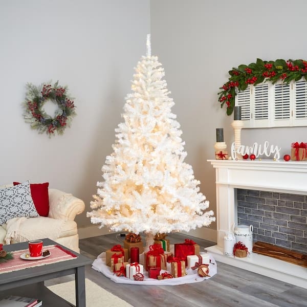 Slim Artificial Christmas Tree 7.5 ft Pre-Lit 400 Clear LED Lights
