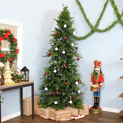 Slim Artificial Christmas Tree Unlit Traditional Style Matte Finish