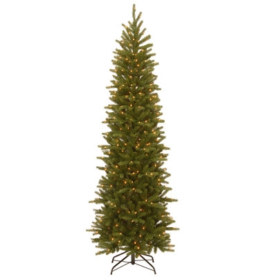 Slim Balsam Fir Christmas Tree, Pre-lit Pencil Profile