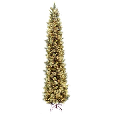 Slim Christmas Tree Mixed Needles Integrated Pinecones Rustic Style