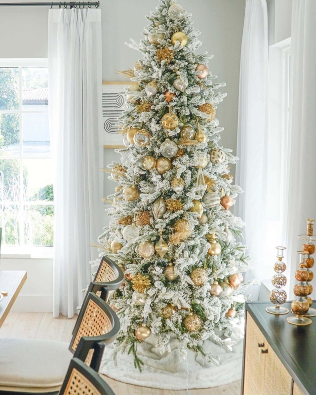 Slim Flocked Christmas Tree for Modern Winter Wonderland Decor