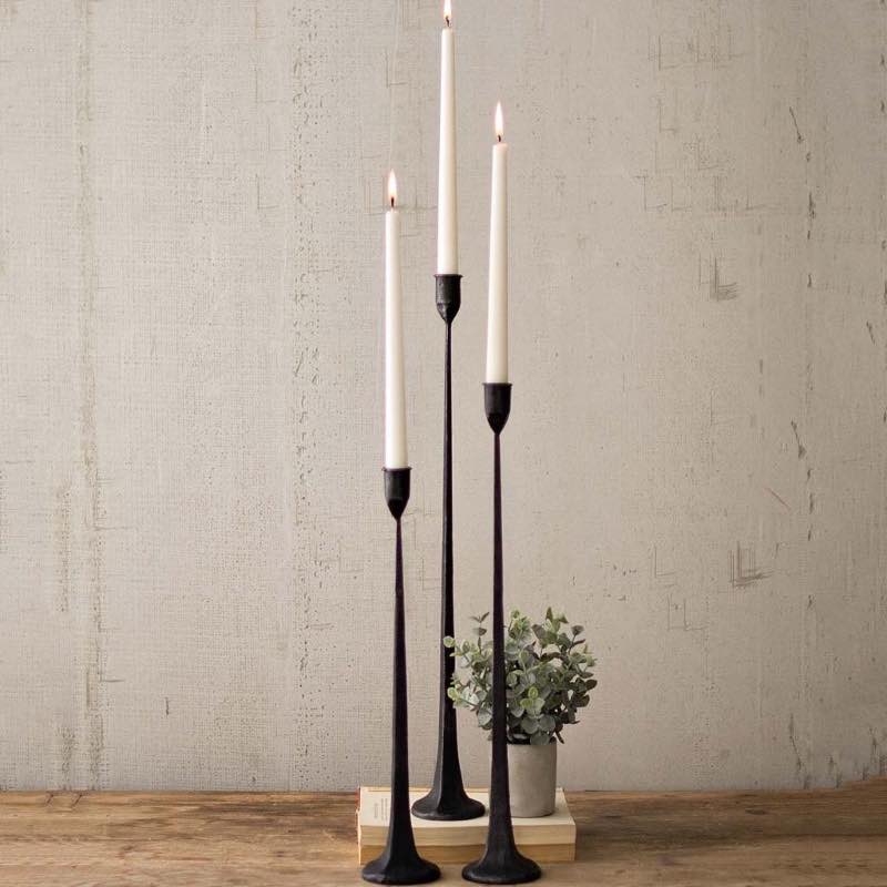 Slim Iron Candlestick Set: Ultra Slim Taper Trio, Graduated Heights