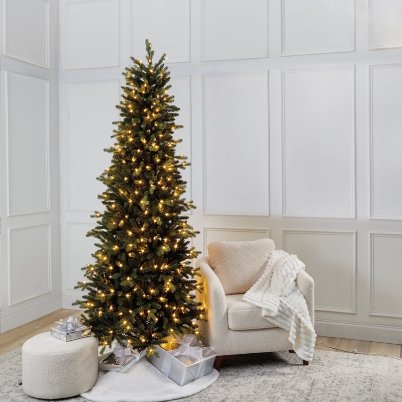 Slim Pre-Lit Artificial Christmas Tree Tapered Silhouette LED