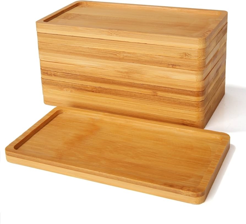 Small Bamboo Decorative Trays with Rounded Corners