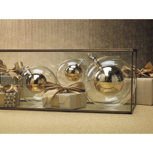 Small Polished Gold Christmas Ornament Double Sphere Glass Stacked