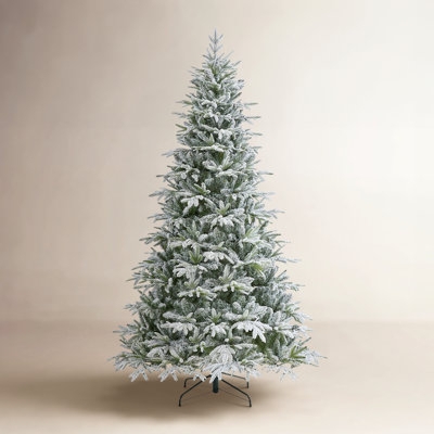 Snow Flocked Christmas Tree Multicolored LEDs Wintry Holiday Decor