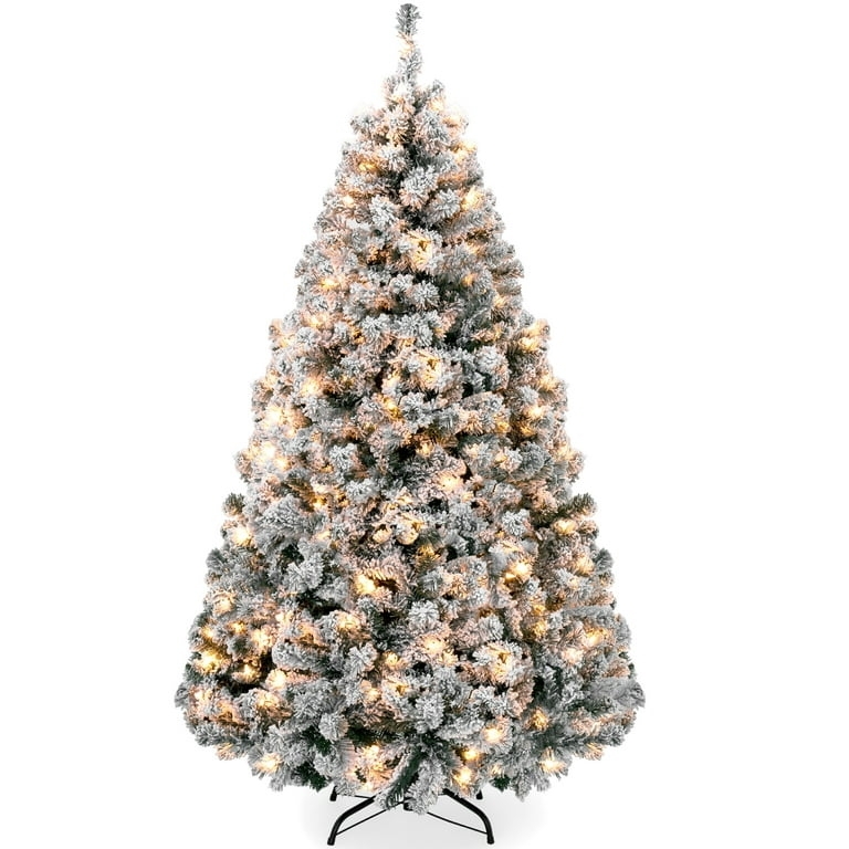 Snow Flocked Christmas Tree Pre-Lit Warm White Full Branches