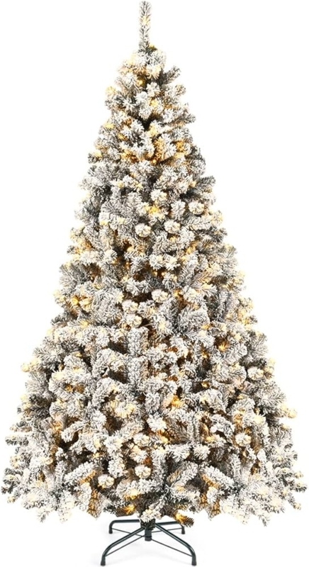 Snow Flocked Pre-Lit Artificial Pine Christmas Tree LED