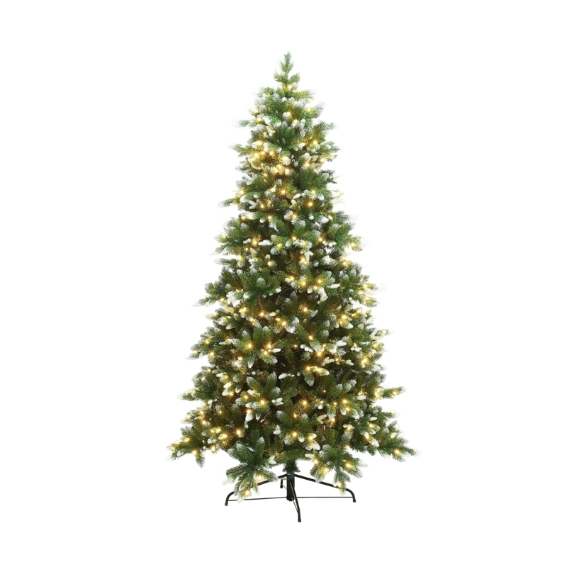Snow-Kissed Artificial Christmas Tree with Burlap Wrapped Stand