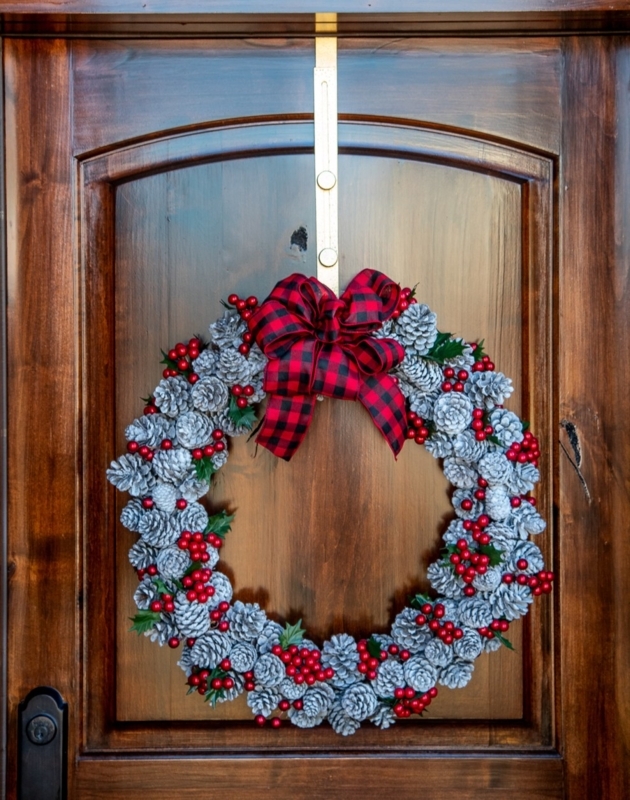 Snowy Pinecone Berry Wreath Traditional Winter Greenery Decor