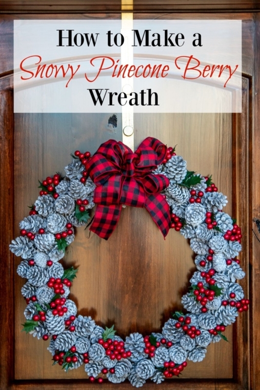 Snowy Pinecone Wreath with Vibrant Red Berries Festive Holiday Decor