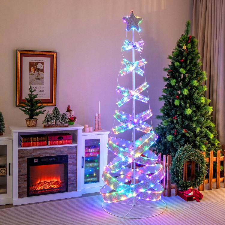 Spiral Christmas Tree Seven Foot Blue LED Accents Star Topper