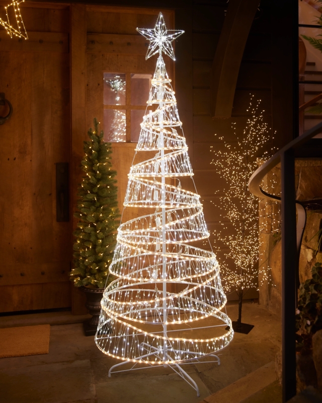 Spiral Tree Spiral Ribbon Silhouette Modern Outdoor Holiday Lawn Display