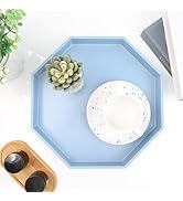 | Spsyrine Light Blue Decorative Tray for Living Room, Square  Modern Plastic Coffee Serving Table Tray for Ottoman Bathroom Kitchen,  13"*13".: Serving Trays