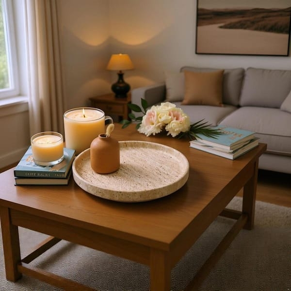 Square Decorative Tray Rounded Shape Stone-like Serene Catchall Tray