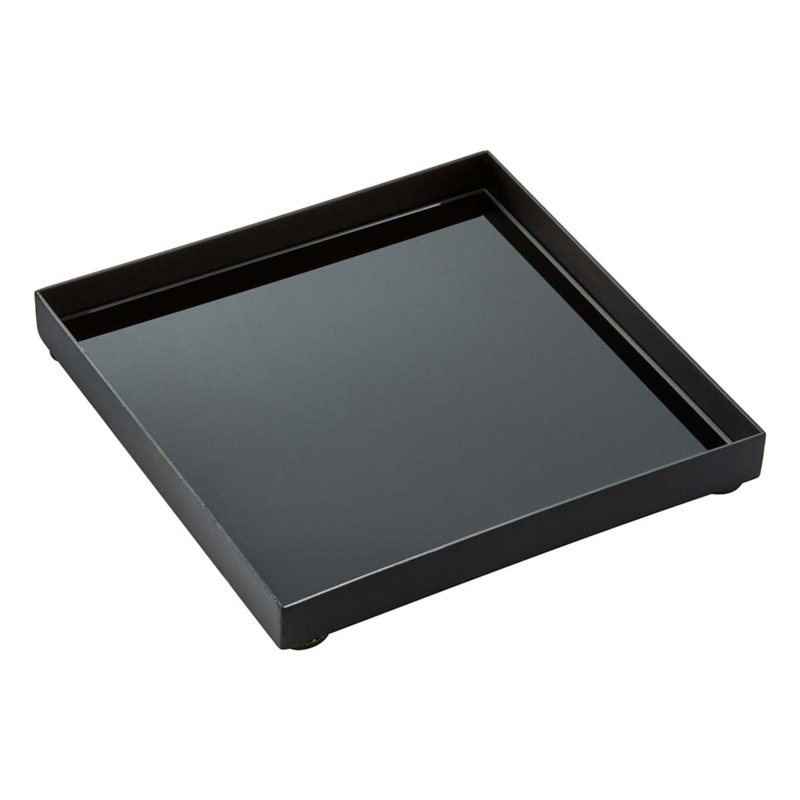 Square Decorative Tray with Glass Bottom and Slim Metal Frame
