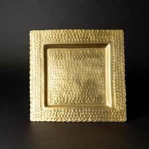 Square Decorative Tray with Hammered Texture and Luxurious Gold Finish