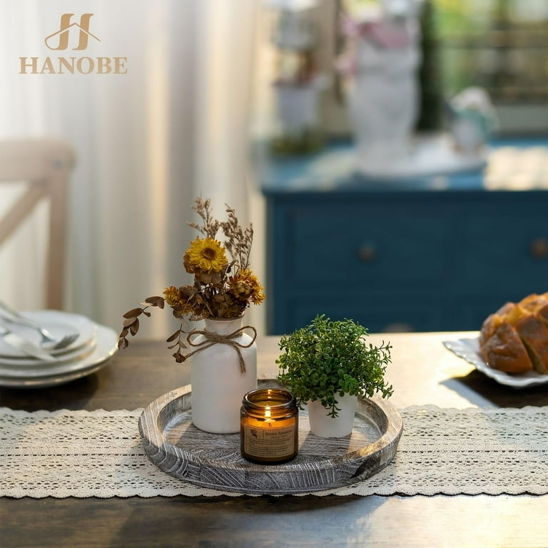Square Whitewashed Wood Serving Tray with Distressed Finish