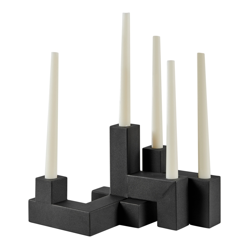 Stackable Taper Candle Holder Set Geometric Open Frame Matte Metal