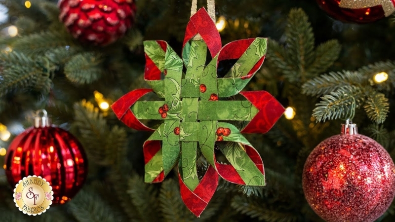 Star Ornament: Eight Pointed Folded Fabric, Nordic Pattern, Traditional