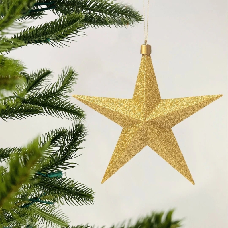 Star Ornament Heavy Glitter Finish Sparkling Holiday Tree Decoration