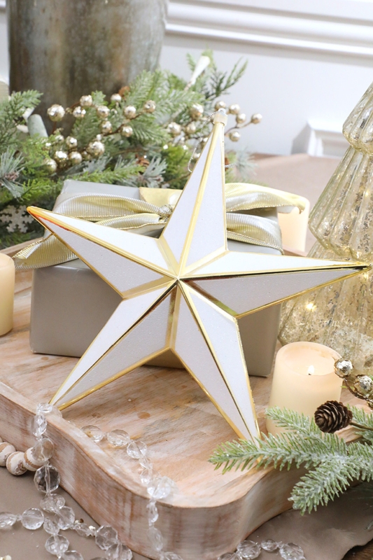 Star Ornament Iridescent Borealis Finish Sparkling Multi Point Star Decor